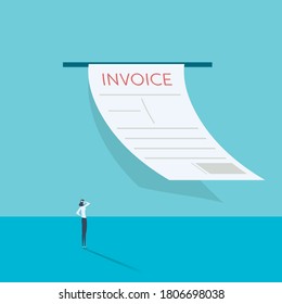 Accounting website vector illustration with incoming invoice symbol. Bookkeeping, financial statement analysis, annual accounts, payments symbol. Eps10 illustration.