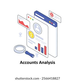 Accounts Analysis isometric Colored illustration. EPS File stock illustration