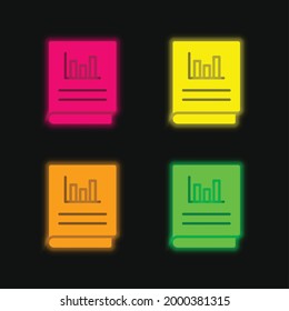 Accounts four color glowing neon vector icon