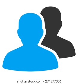 Accounts icon. This isolated flat people symbol uses modern corporation light blue and gray colors.