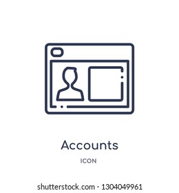 accounts icon from user interface outline collection. Thin line accounts icon isolated on white background.