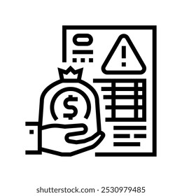 Cuentas a pagar Vector de línea de proceso de negocio. Cuentas a pagar signo de proceso de negocio. contorno aislado ilustración negra