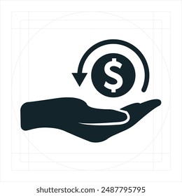 Accounts Receivable Icon A vector illustration in monochrome, depicted entirely filled.