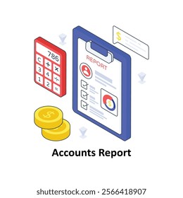 Accounts Report isometric Colored illustration. EPS File stock illustration