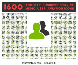Accounts vector icon and 1600 other business, service tools, medical care, software toolbar, web interface pictograms. Style is bicolor flat symbols, eco green and gray colors, rounded angles, white