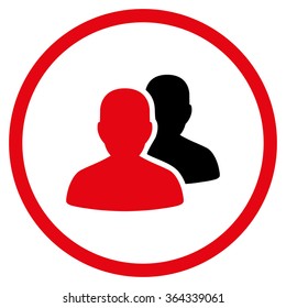 Accounts vector icon. Style is bicolor flat circled symbol, intensive red and black colors, rounded angles, white background.