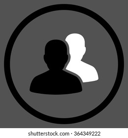 Accounts vector icon. Style is bicolor flat circled symbol, black and white colors, rounded angles, gray background.
