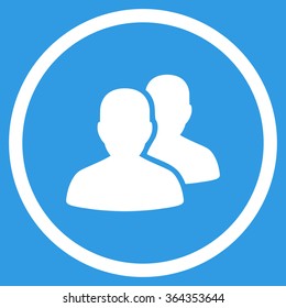 Accounts vector icon. Style is flat circled symbol, white color, rounded angles, blue background.