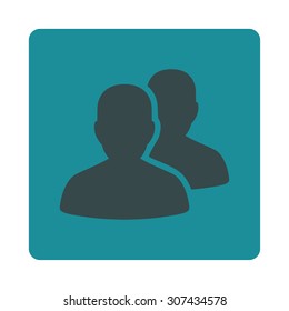 Accounts vector icon. This flat rounded square button uses soft blue colors and isolated on a white background.