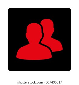 Accounts vector icon. This flat rounded square button uses intensive red and black colors and isolated on a white background.