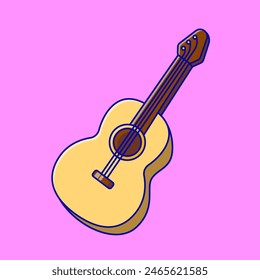 Accoustic Guitar Cartoon Vector Icons Illustration. Flat Cartoon Concept. Suitable for any creative project.