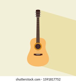 accoustic guitar flat design vector illustration, classical wooden guitar vector