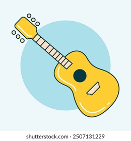 Accoustic guitar vector yellow color