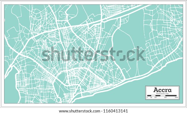 Accra Ghana City Map Retro Style Stock Vector (Royalty Free) 1160413141