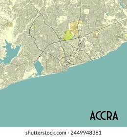 Accra, Ghana map poster art