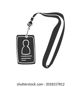 Accreditation Card Icon Silhouette Illustration. Personal Identification Vector Graphic Pictogram Symbol Clip Art. Doodle Sketch Black Sign.