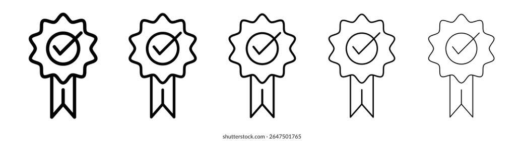 Conjunto de gráficos de iconos de acreditación. estilo de línea de trazo de moda