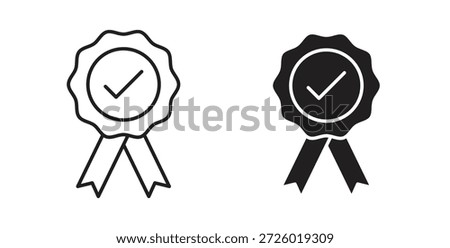 Accreditation icons vector symbol with editable stroke and flat versions