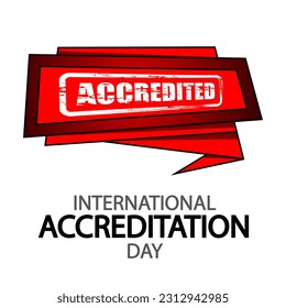 Accreditation Red Origami banner, vector art illustration.