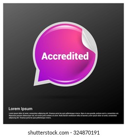 accredited 3d realistic Purple  speech bubble. vector illustration