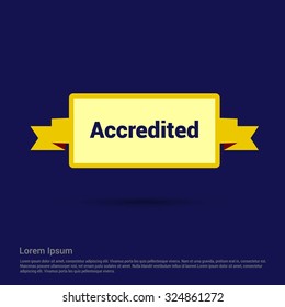 accredited 3d realistic Yellow Ribbon banner. vector illustration