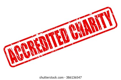 ACCREDITED CHARITY RED STAMP TEXT ON WHITE