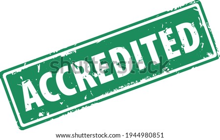 Accredited green square filled rubber stamp icon isolated on white background. Accredited stamp. Accredited and certified stamp label.