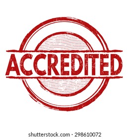 Accredited grunge red rubber stamp on white background, vector illustration