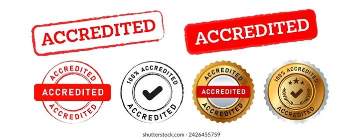 accredited rectangle and circle stamp emblem seal sign verified approbation confirmation