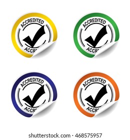 Accredited sticker, button, label and sign set - vector