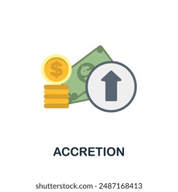 Accretion flat icon. Colored sign from stock market collection. Creative Accretion icon illustration for web design, infographics and more