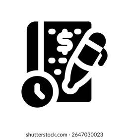 accrual glyph icon. Strong and solid vector icon for websites, mobile interfaces, presentations, and visual branding. High quality and easy to edit.