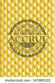 Accrue golden emblem. Scales pattern. Vector Illustration. Detailed.