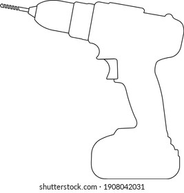 Accu drill repair tool outline vector illustration isolated
