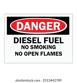 Accuform Perigo Diesel Combustível Não Fumar Não Abrir Chama Sinal de Segurança