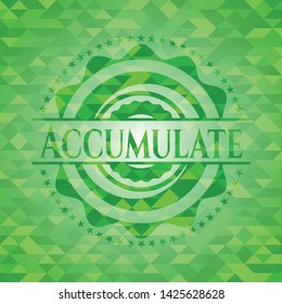 Accumulate realistic green mosaic emblem. Vector Illustration. Detailed.