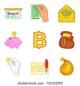 Accumulation fund icons set. Cartoon set of 9 accumulation fund vector icons for web isolated on white background