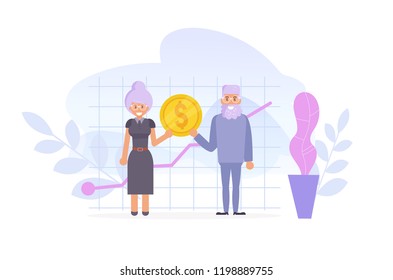 Accumulation Pension Vector. Cartoon. Isolated art on white background. Flat