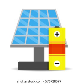 Accumulation solar energy. Efficient from sunny collector, sun panel vector illustration