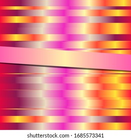 Accumulation of stripes with metallic highlights. A pink ribbon lies horizontally on top of them.