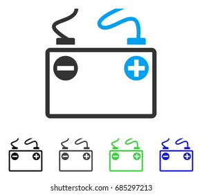 Accumulator Battery flat vector icon. Colored accumulator battery gray, black, blue, green icon variants. Flat icon style for web design.