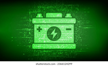 Accumulator battery icon made with electricity signs. Automobile accumulator. Green Energy. Charging point station. Battery power supply background. Vector illustration.