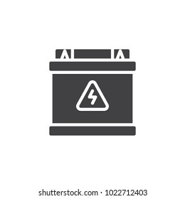 Accumulator battery icon vector, filled flat sign, solid pictogram isolated on white. Car Battery symbol, logo illustration.