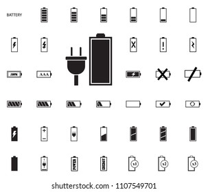 Accumulator battery icon. Battery vector illustration icons set