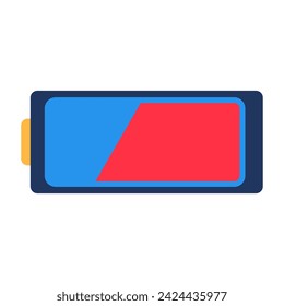 Accumulator battery indicator. Electricity and charge level, abstract techno element for modern and retro technological design. Simple color vector pictogram isolated on white background
