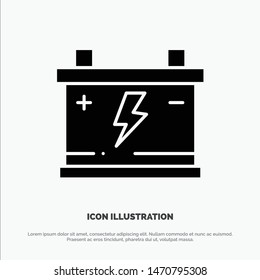 Accumulator, Battery, Power, Car solid Glyph Icon vector. Vector Icon Template background