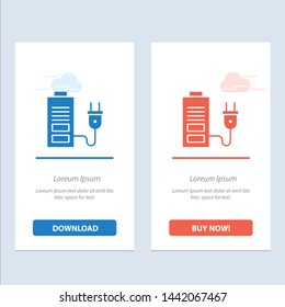 Accumulator, Battery, Power, Plug  Blue and Red Download and Buy Now web Widget Card Template