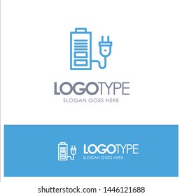 Accumulator, Battery, Power, Plug Blue Outline Logo Place for Tagline