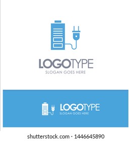 Accumulator, Battery, Power, Plug Blue Solid Logo with place for tagline