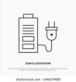 Accumulator, Battery, Power, Plug Line Icon Vector